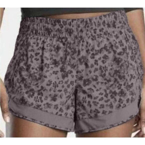 ATHLETA Mesh Racer Run Shorts 4' In Libra Gray Animal Print Size XXS - Picture 1 of 4